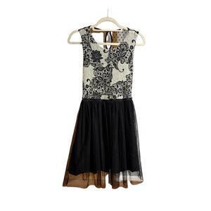 Weston Wear‎ Anthropologie Dulcie Tulle Knit High Waist Black Gray Dress Sz XS